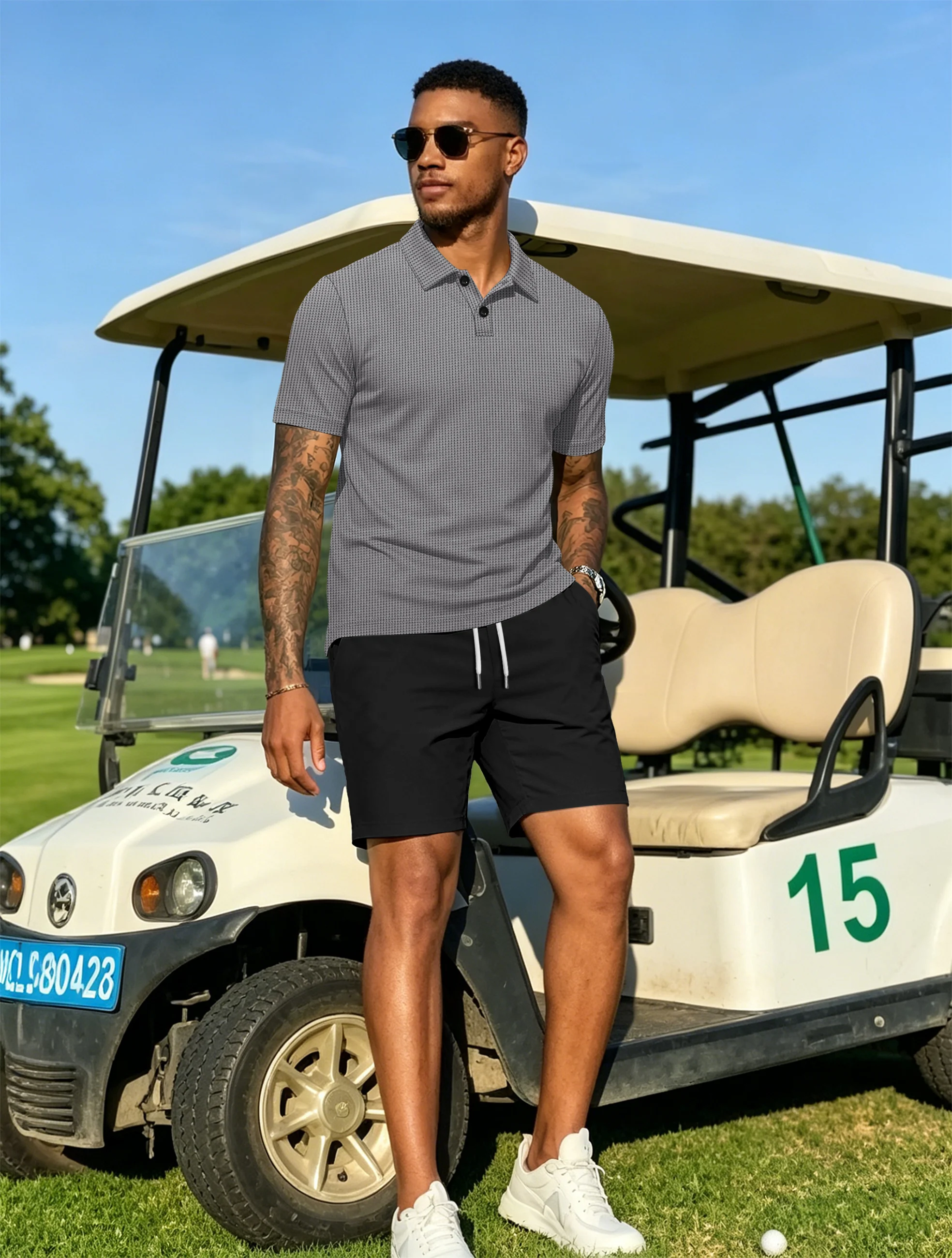2026 New Men's Spring Summer casual daily Shorts Set outdoor travel lapel short-sleeved Shirt drawstring Shorts two-piece Set