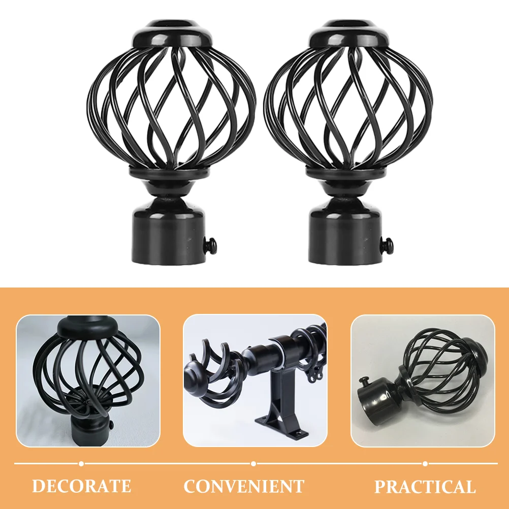 2 Pcs Roman Rod Accessories Vintage Curtains Drape Pole Finials Window Ends Rods Decorative Head