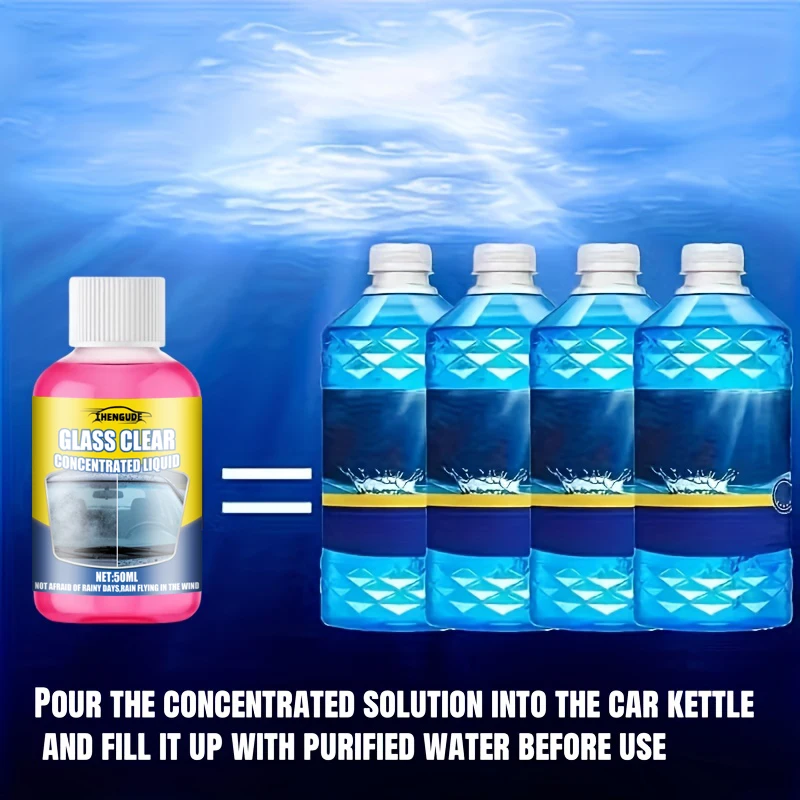 Car Glass Concentrated Coating Waterproof Windshield Wiper Fluid, Keeps It Smooth, Rainproof and Anti-Fog Without Streaks, Quickly Restores Glass Clarity