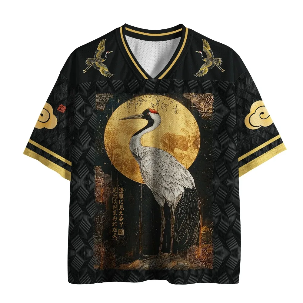 Sommer Neuer Stil Japanischer Lässiger Harajuku 3D-Druck Sport Schnelltrocknend Atmungsaktiv V-Ausschnitt Herren-T-Shirt Y2K Modische Lässige Familienkleidung – Detail 5