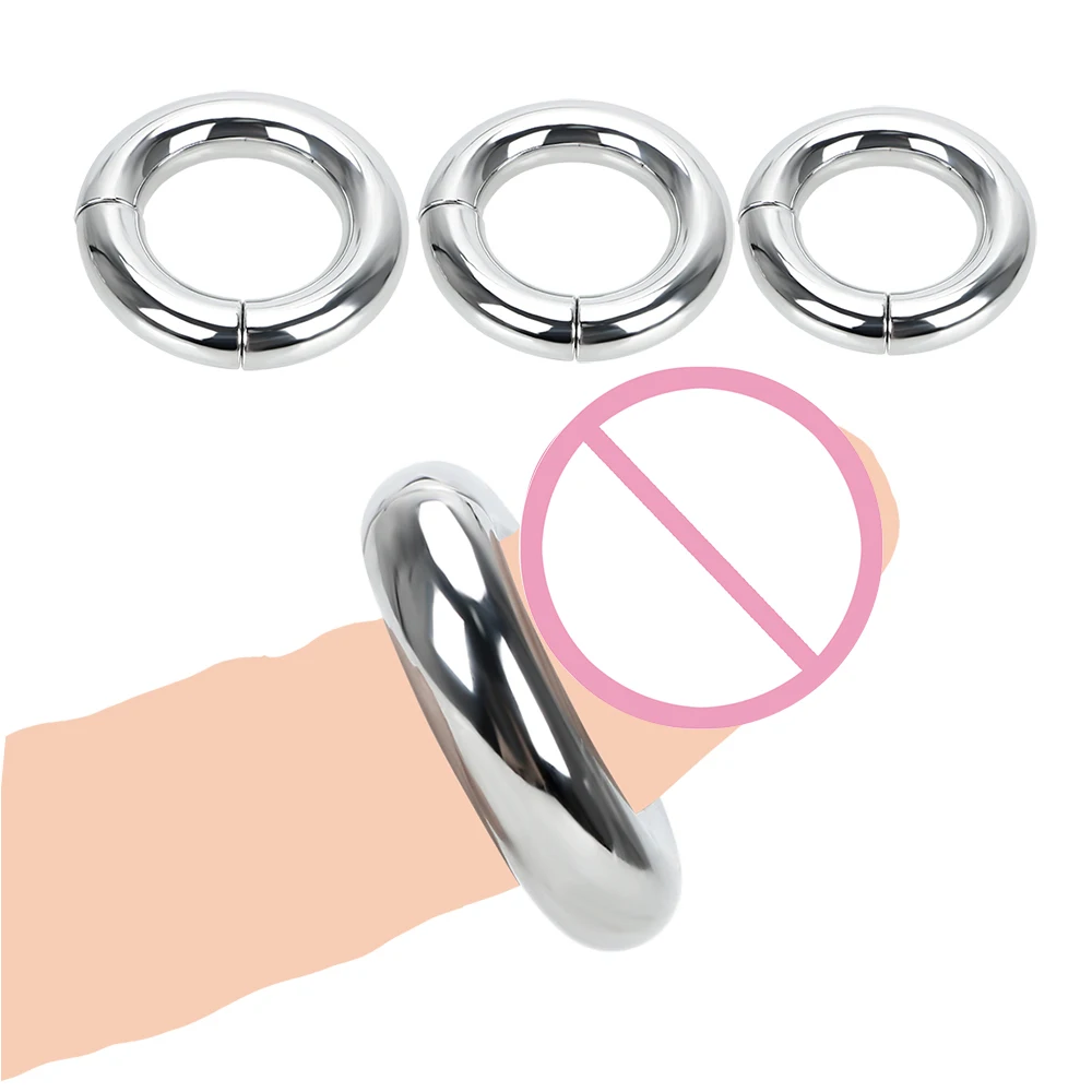 Scrotum Stretcher Sex Toys for Men Heavy Duty Male Magnetic Ball 5 size Metal Penis Cock Lock Ring Delay Ejaculation