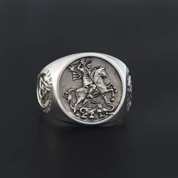St. George The Paladin Slays Dragons Unique Sovereign Expeditions Equestrian Viking Sterling Silver Ring
