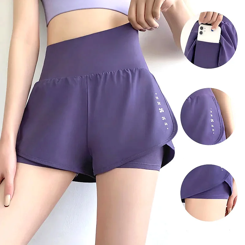 Tennis Shorts Women Pockets Skort Breathable High Waist  Shorts Female Sport Yoga Running Sports Golf Solid Color Short