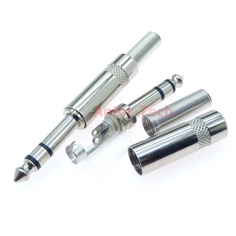 5PCS 6.3MM Mono/Stereo AUDIO jack plug male connector Welding line HeadPhone stereo 1/4\