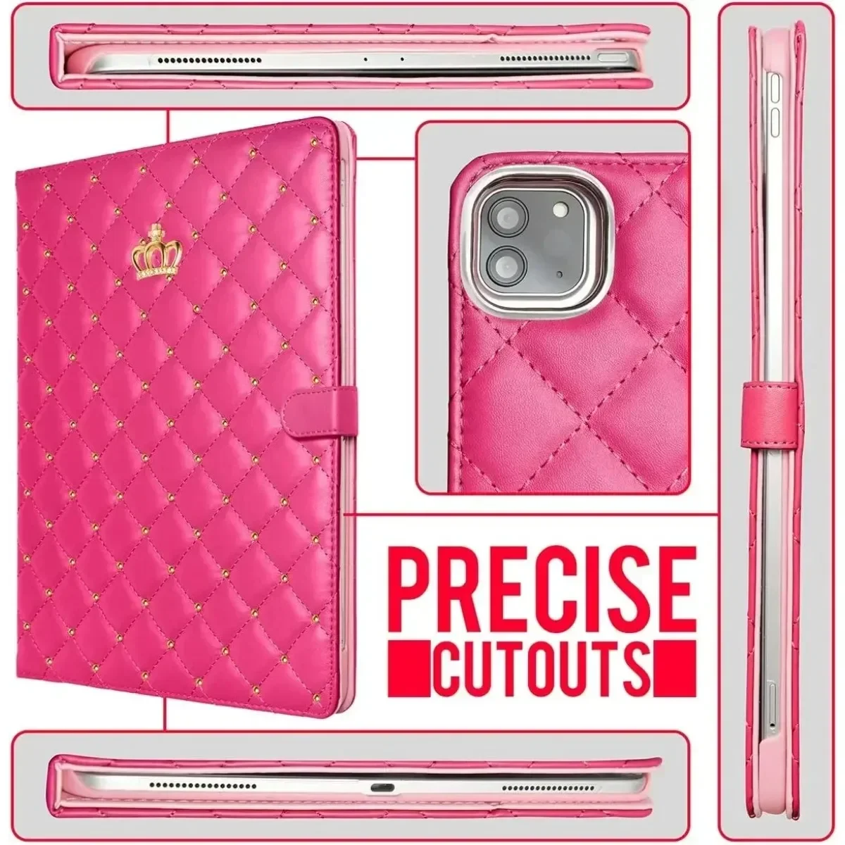 تاج بلينغ فاخر لجهاز IPad A16 الجيل 11th 10th Air7 11 M3 2025 Mini 7 6 A17 Pro 11 7/8/9th 10.2 "غطاء لوحي ذكي للنوم
