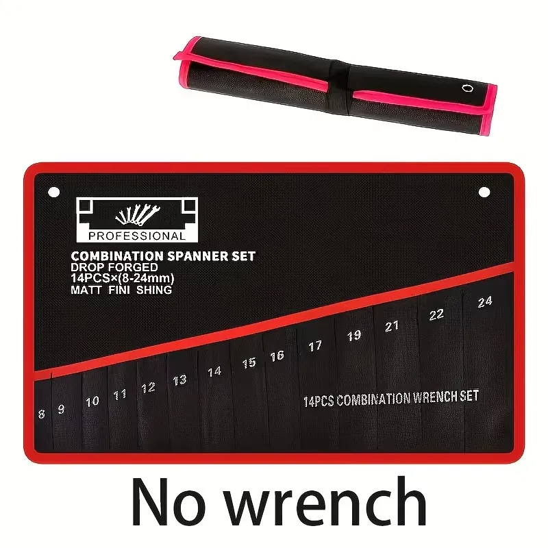 14 pocket double headed wrench tool storage bag. Durable wrench storage bag is perfect for organizing in garages and workshops.