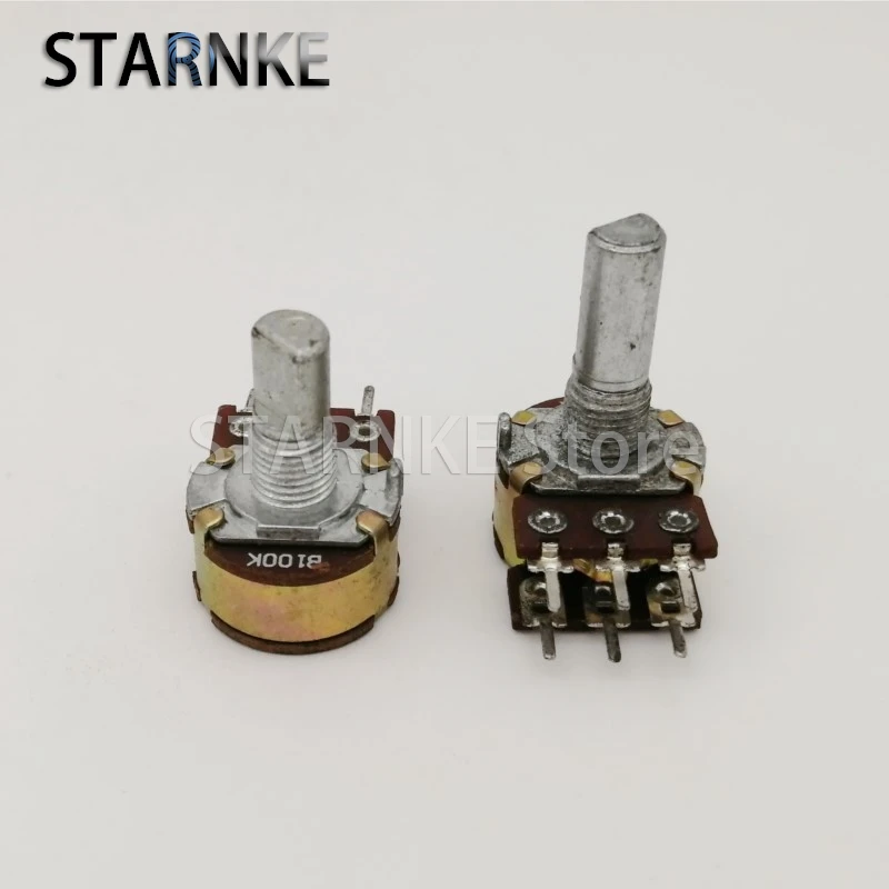 5PCS 16 Type 6-Pin Double Potentiometer B100K Power Amplifier Audio Speaker Volume Potentiometer Half Shaft