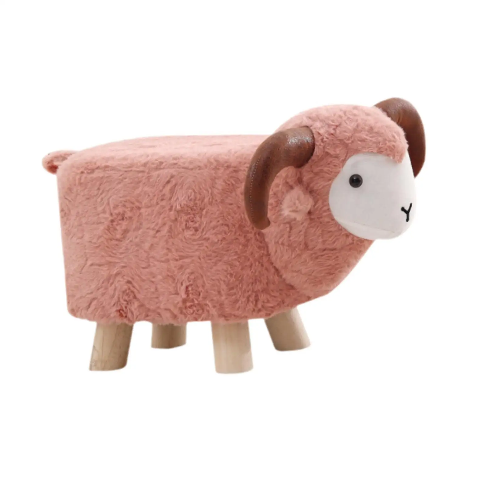 Animal Footstool with Wooden Legs Kids Stool for Indoor Entryway Playroom