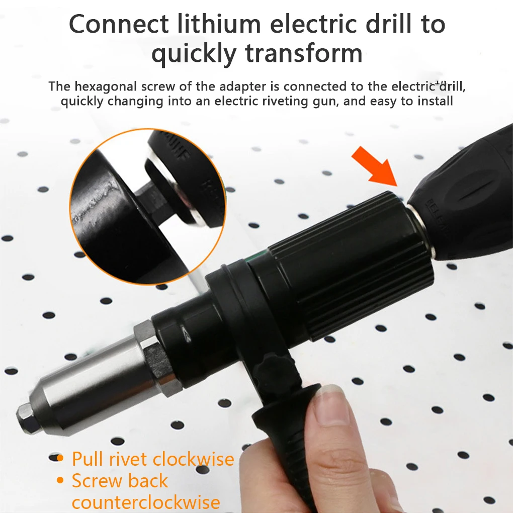 Electric Rivet Pops Adapter Portable Home Office Cordless Drill Nut Riveter Adaptor Insert Kit Riveting Tool Repair