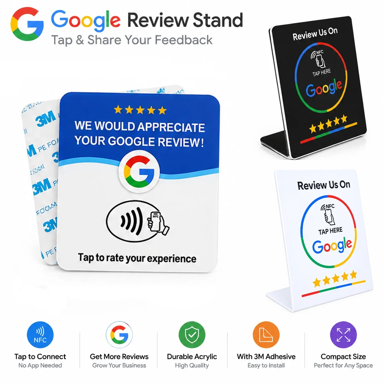 1-10pcs Google signboard card NFC Code Tap Business Desktop sticker Google Card Social Media RFID Card NFC Google Review Card