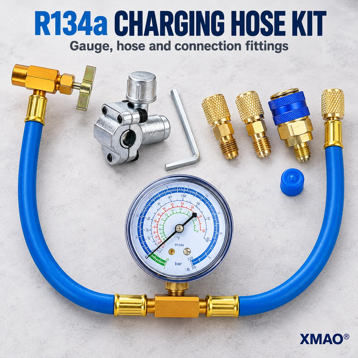 R134A Charging Hose Kit with BPV31 Piercing Valve Low Side Quick Couple 1/4