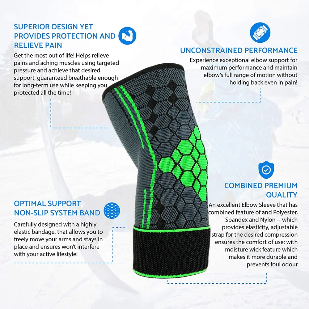 1Piece Sports Elbow Support Compression Sleeve Elbow Protector Cover Running Basketball Biking Joint Pain Relief Injury Recovery