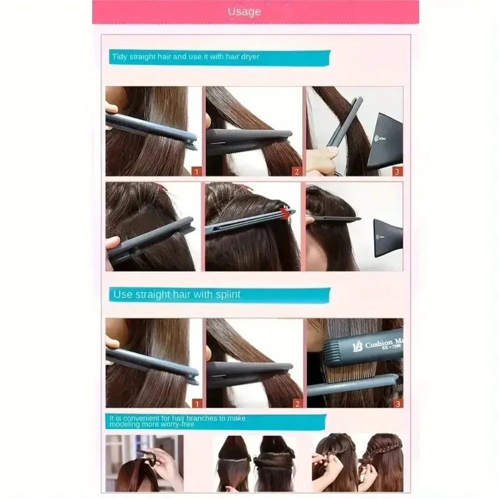 Pente V-Comb para Cabelos Desgrenhados e Alisamento - Ferramenta de Estilização de Cabelo com Clipe Especial para Perucas