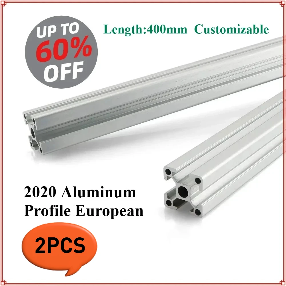 2PCS 3D Printer 2020 Aluminum Profile, European Standard Linear Rail 2020 Aluminum Profile Extrusion for DIY Workbench CNC 400mm