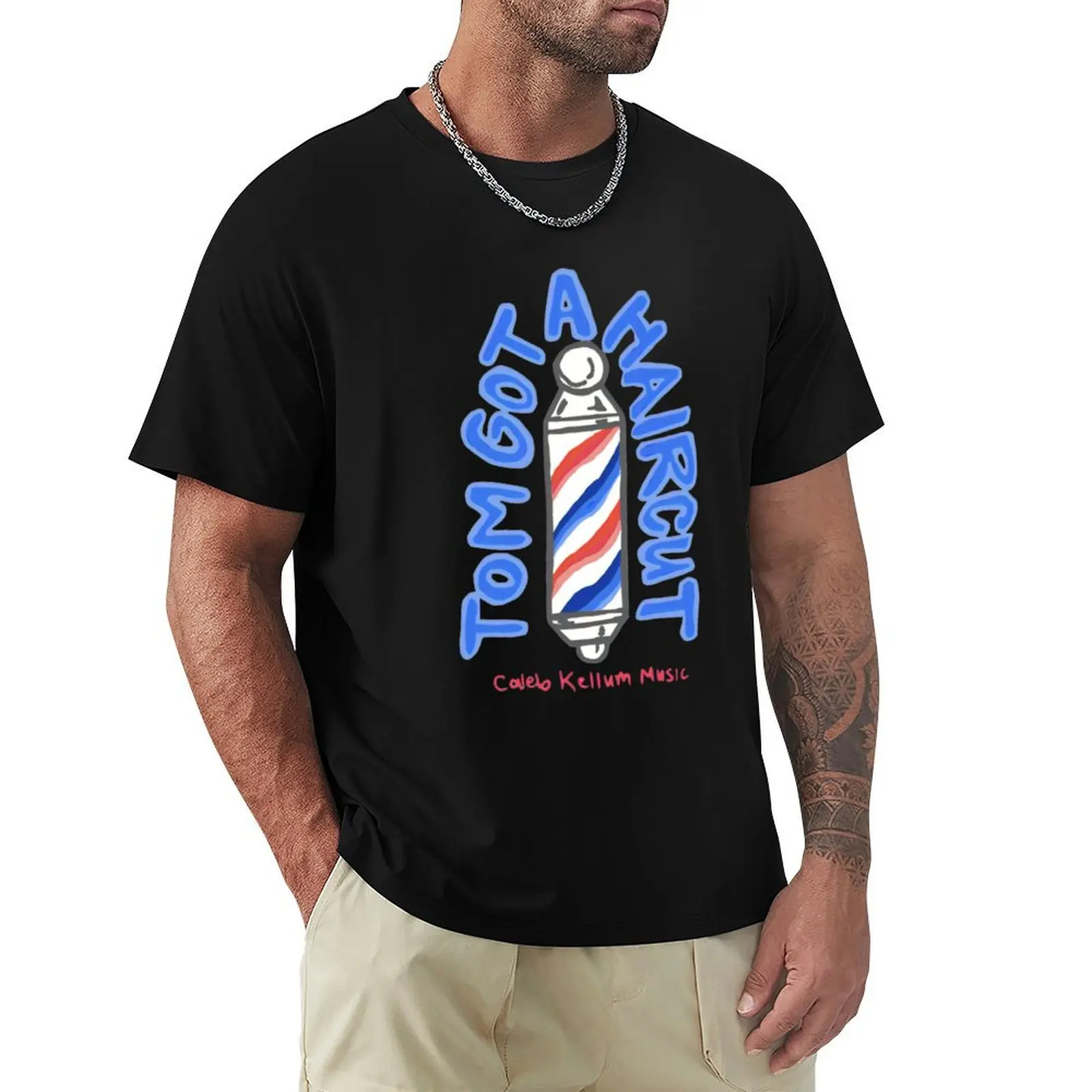 Tom Got A Haircut Barber Pole T-Shirt Regular Fit Plain Tee Shirt