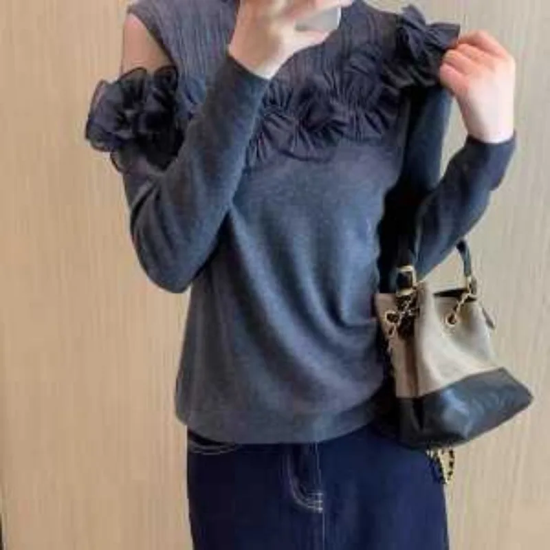 المرأة الدانتيل الربط محبوك سترة الخريف والشتاء موضة جديدة نمط الحد من العمر نصف الياقة المدورة الداخلية #6