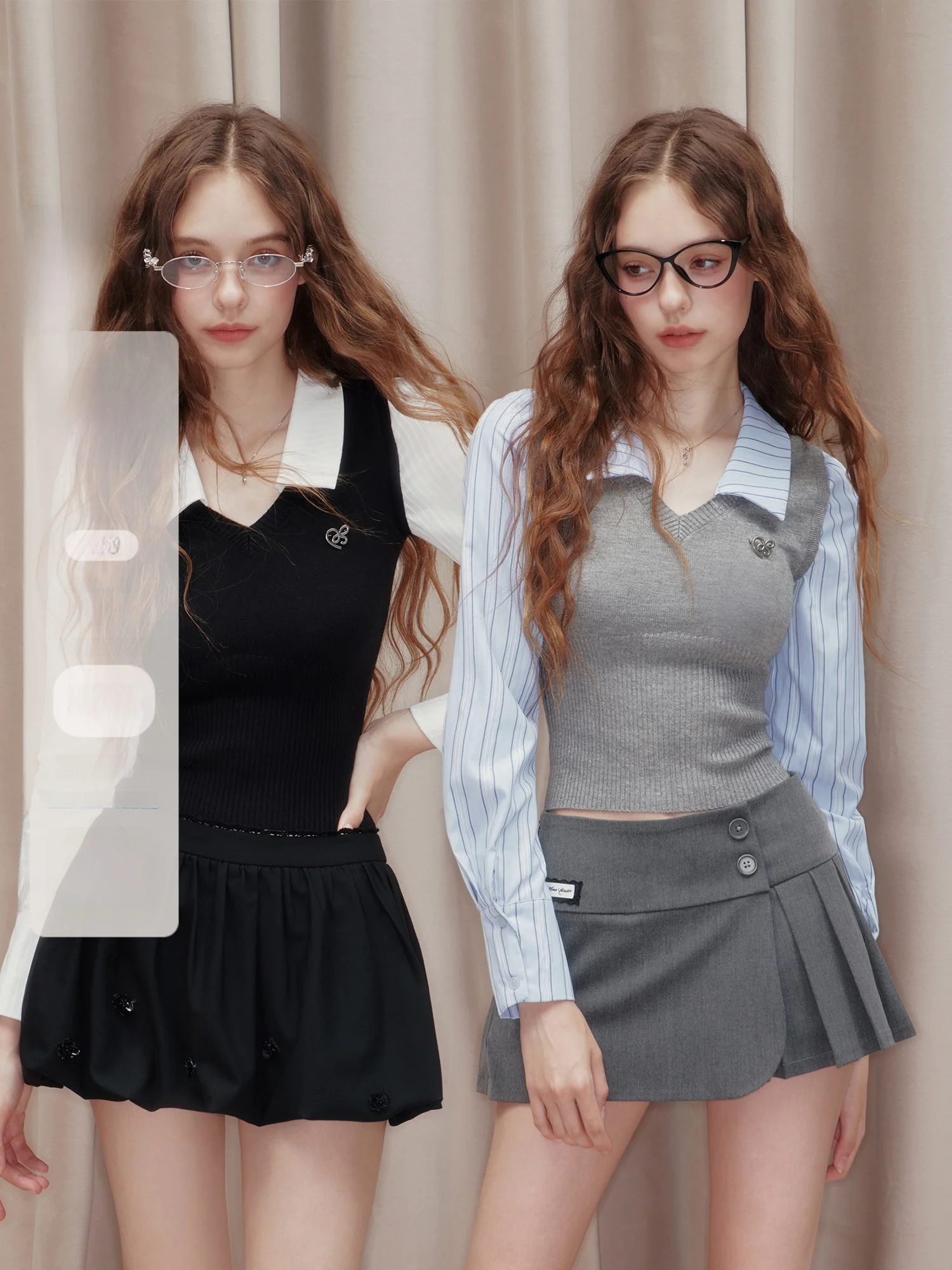 

M Studio Spicy Girl Knitted Patchwork Slim Fit Striped ort Sve Long irt Women's Faion Sweet Sle Modal Fabric
