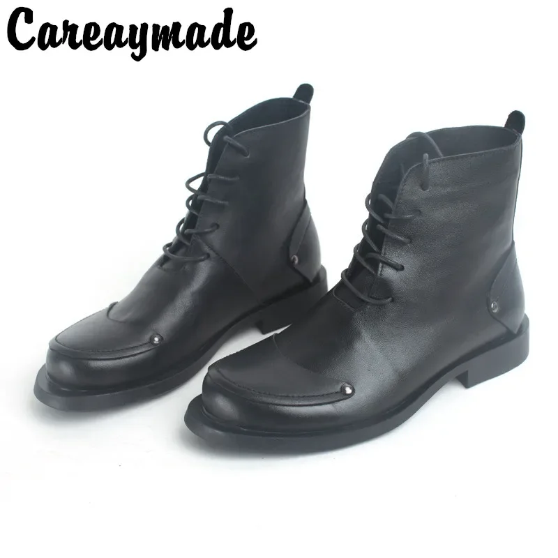 

Careaymade-Casual boots,women's short boots,British style locomotive high top boots, handsome leather boots,plain women's Boots