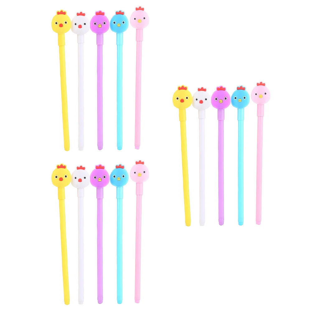 

15 Pcs Gel Pen Kawaii Roller Chicken Ink Pens Office Black Lovely Creative Fountain Cartoon