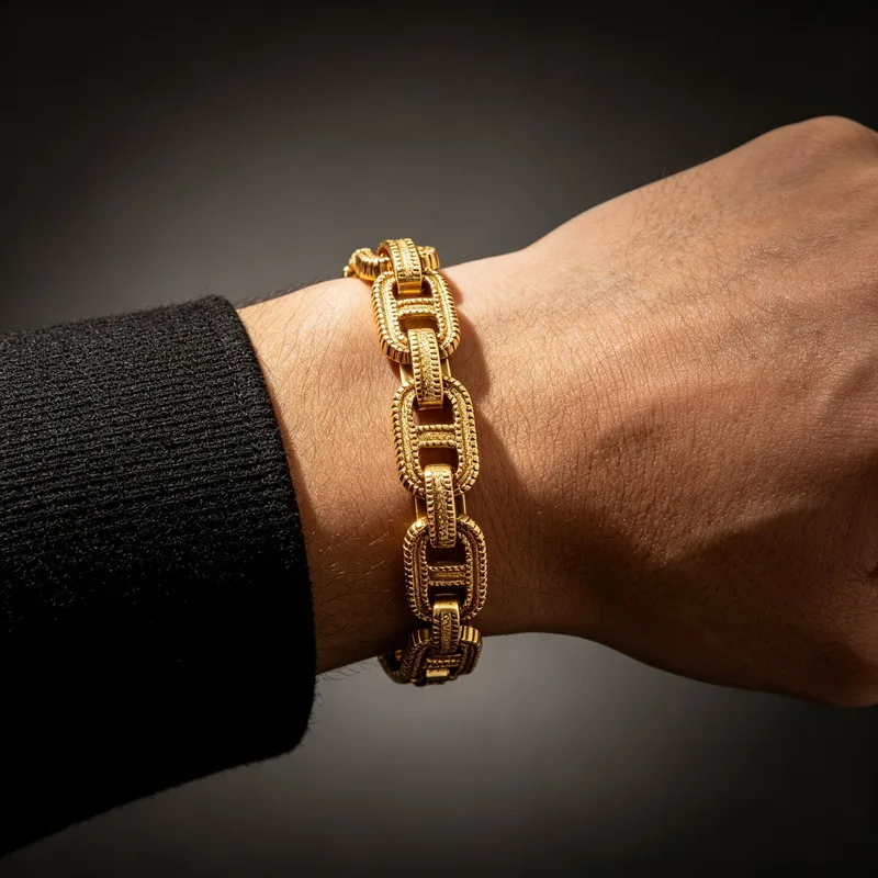 Gothic Punk Geometry Bracelet Viking Chain Bangle Men Waterproof Stainless Steel Biker Wristband Charm Jewelry Gift