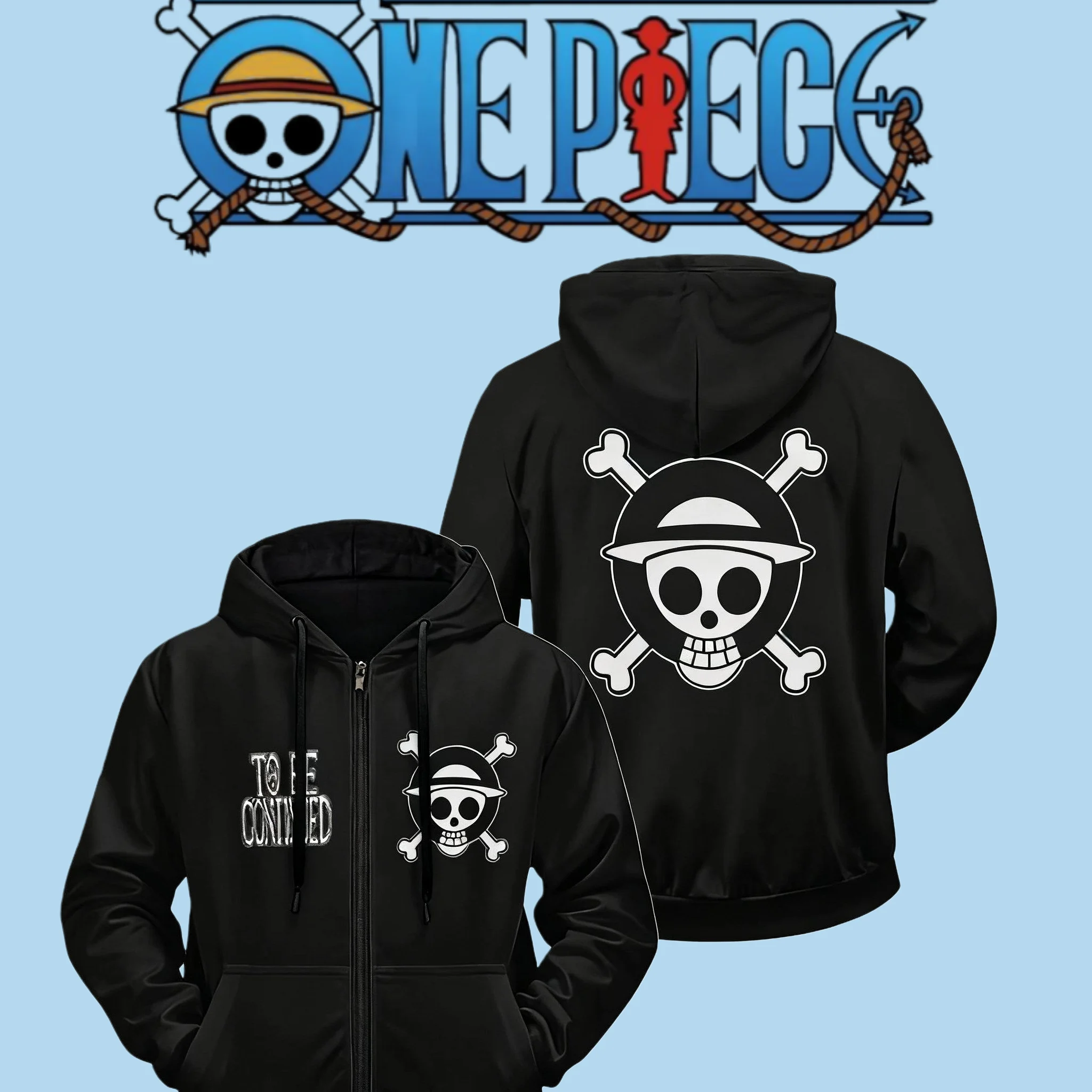 เสื้อแจ็คเก็ตมีฮู้ดลายการ์ตูนวันพีซ สำหรับผู้ชายและผู้หญิง สไตล์สตรีทแวร์ ทรงโอเวอร์ไซส์ ลำลอง แขนยาว เหมาะสำหรับฤดูใบไม้ร่วงและฤดูหนาว