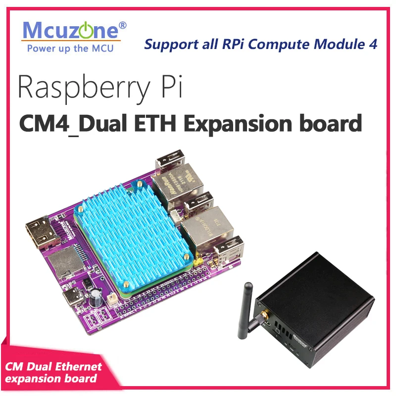 Raspberry Pi CM4_Dual Ethernet expansion board, RTC, FAN, USB2.0, Gbps Ethernet, RPI OS, Ubuntu, KALI