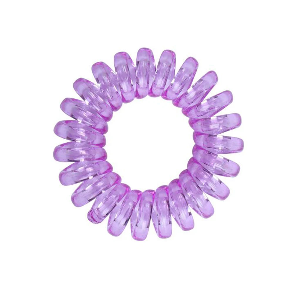 Purple Transparent Phone Cord Rubber Bands Telephone Cord Scrunchies Spiral Hair Tie Elastic Hair Band Women Hair Accessories