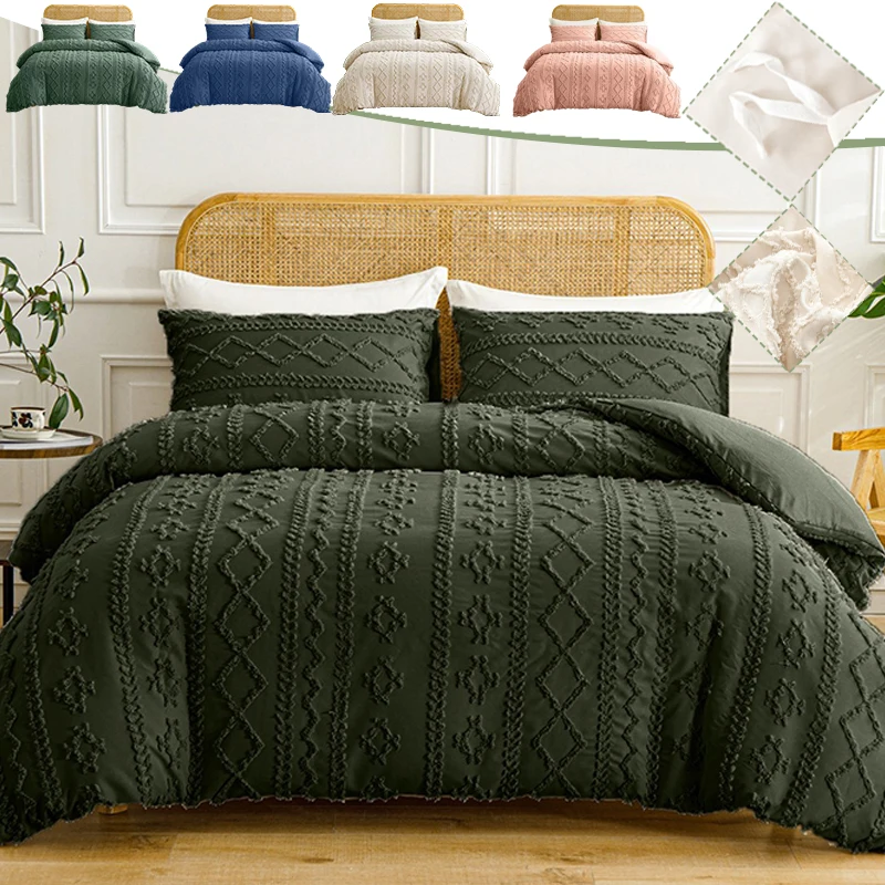 Soft and Warm Solid Color Bohemian Cut Flower Three Piece Set Includes 1 or 2 Pillowcases in Multiple Sizes for Winter Bedding