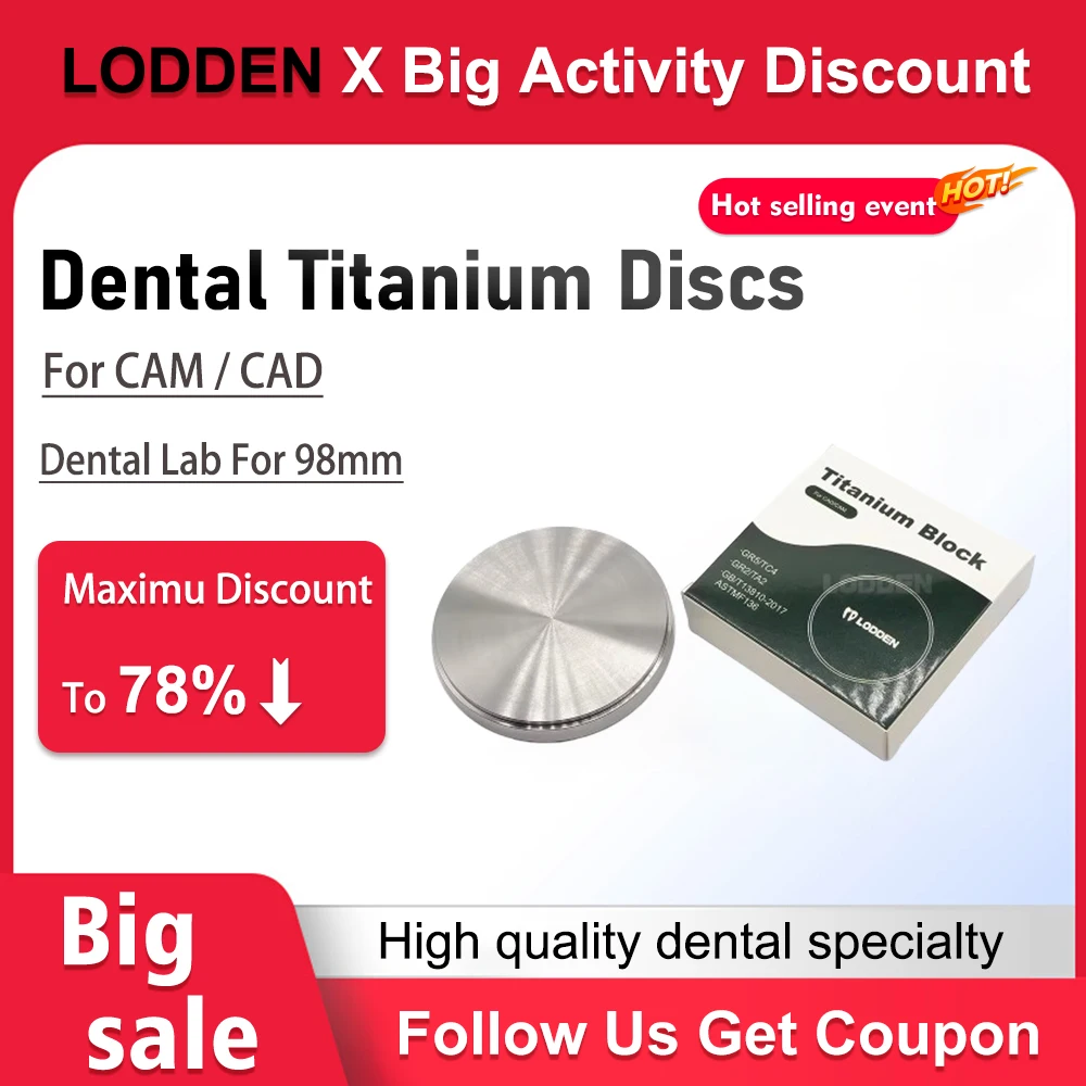 

Dental Titanium Discs Titanium Alloy Disk GR2/5 Restoration Materials for CAD CAM Implant Abutments Frameworks Dental Lab 98mm