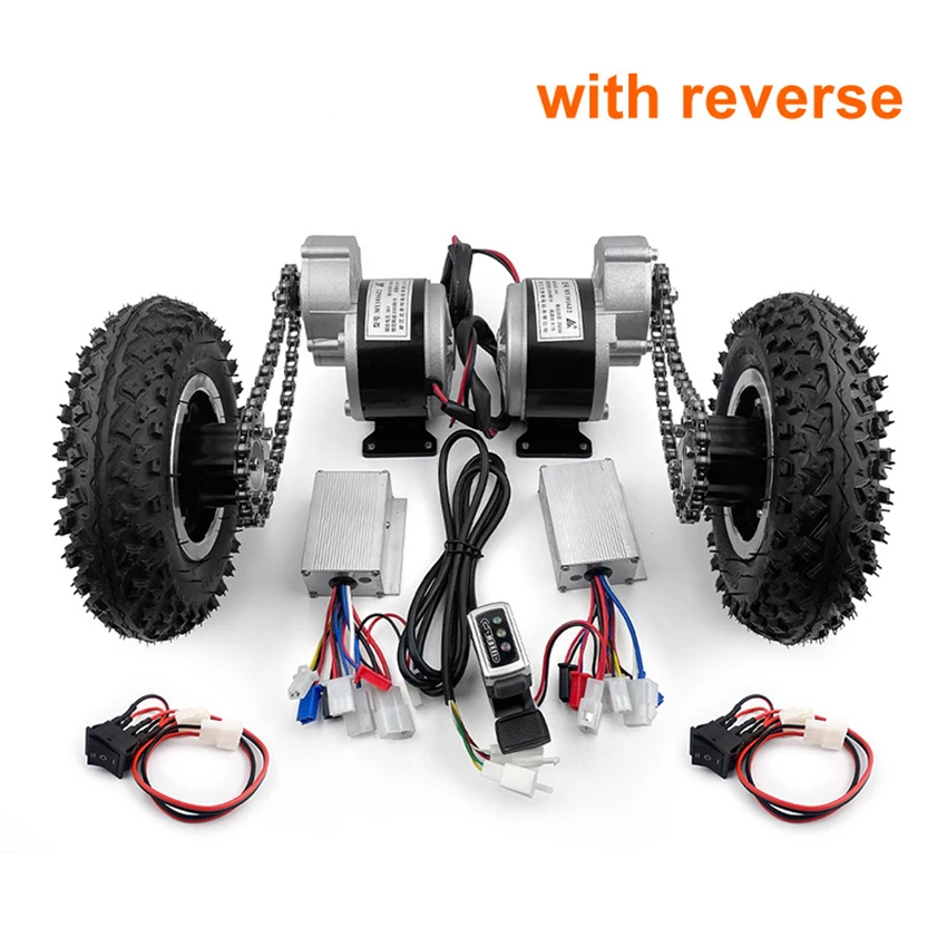 2 * 250W 8 Inch Dual Drive Pneumatic Wheel Reverse Electric Conversion Kit For Easy Carrying Of 200kg Handcart Flatbed Cars