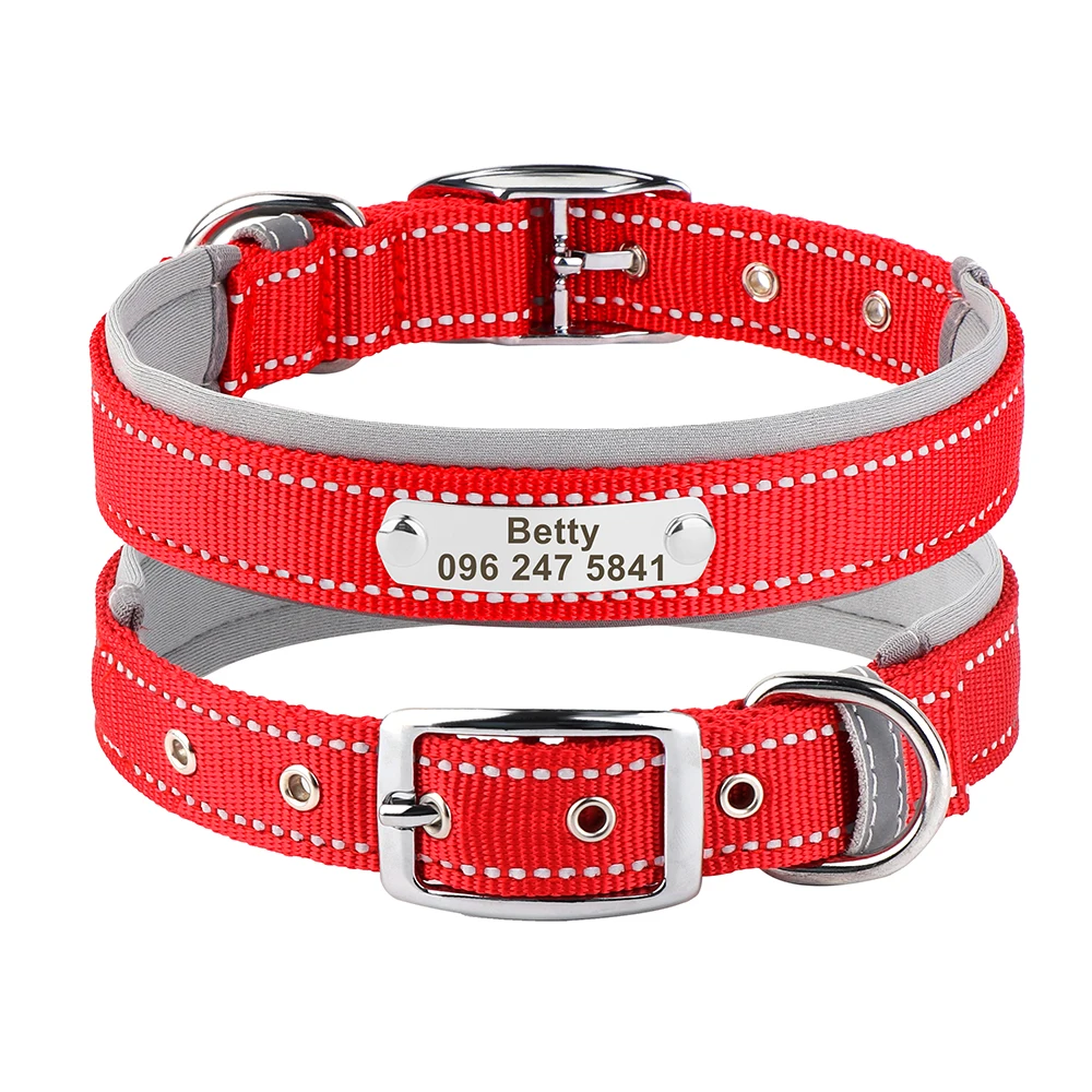 Personalized Dog Collar Reflective Dogs ID Collars Free Engrave Name Collars Adjustable for Small Medium Large Dogs Pet Pitbulls