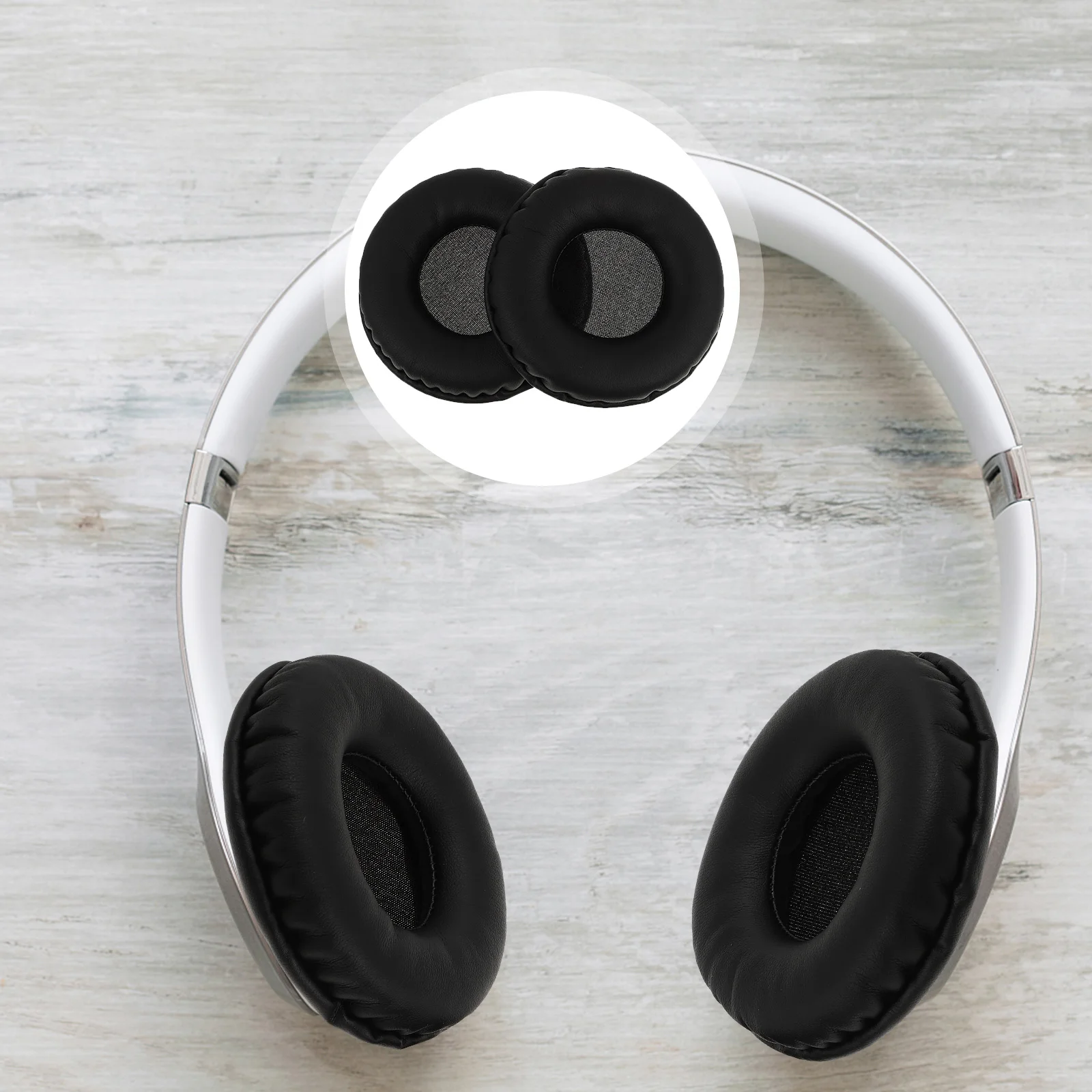

2pcs 1 Pair Replacement Ear Pads Cushion For 1.0 2.0 Headphones Design Durable Soft Comfortable Covers Black Headphone
