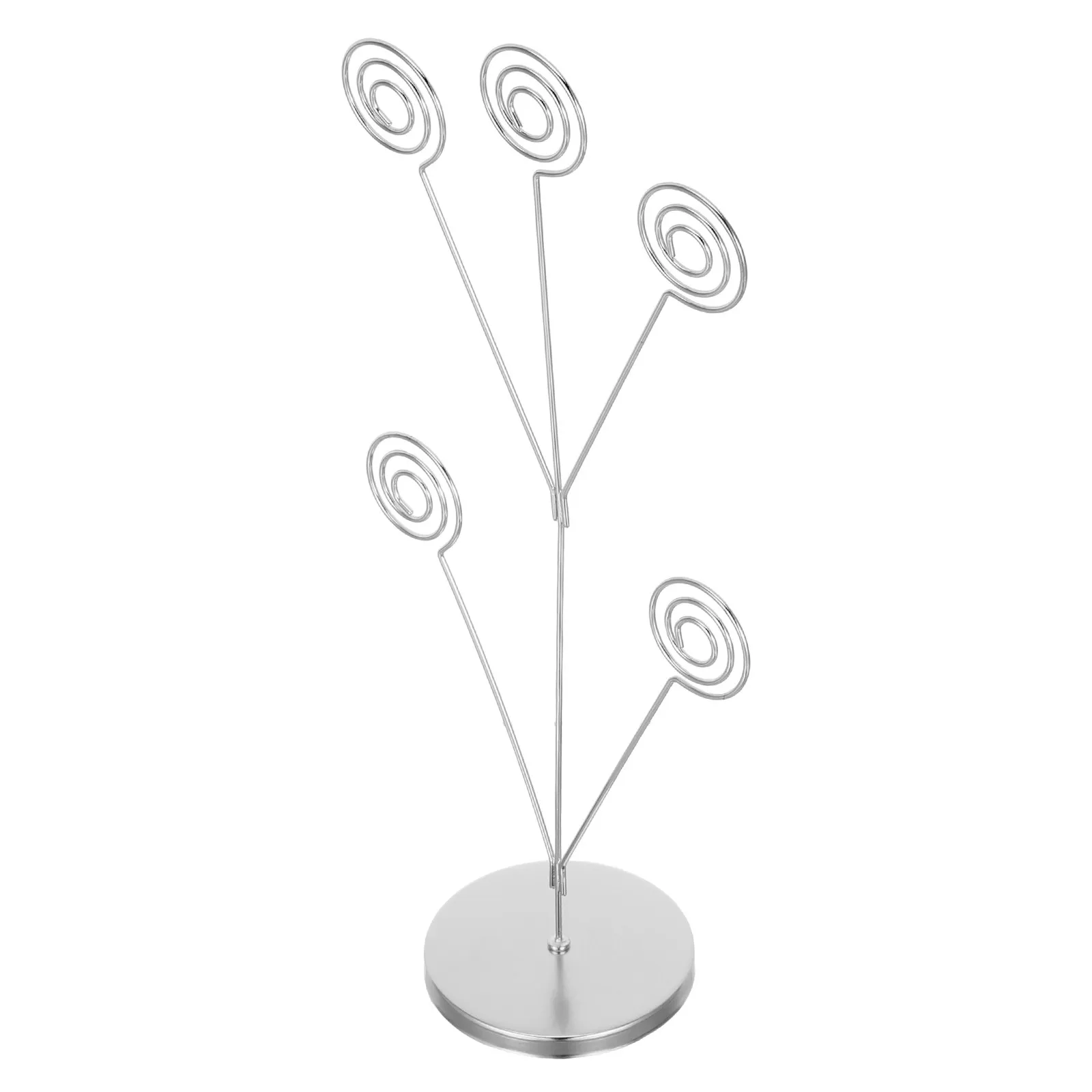 Present Card Holder 5 Branch Picture Stand Wedding Table Number Holder Display Number Card Valentine Day Table Decor Silver