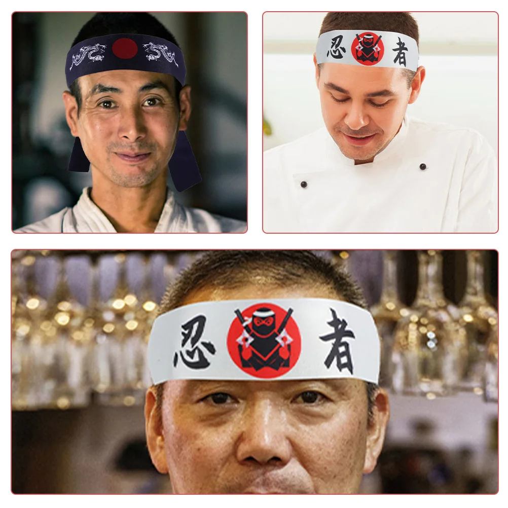3pcs Ninja Headbands Japanese Design Hachimaki For Karate Samurai Sports Costume Party Cosplay Accessory Headwear For Men Women
