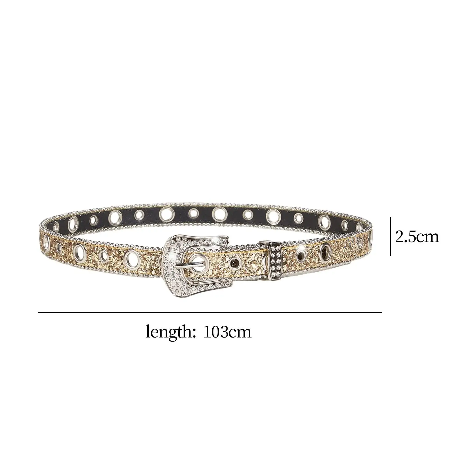 Rhinestone Belt Women PU Leather Waist Belt Bling Cowgirl Belt for Trousers