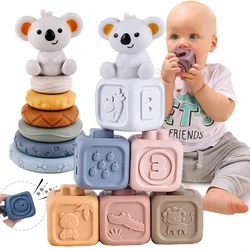 Alta qualità bambino morbido Silicone impilabile torre blocchi giocattolo anello impilato KidsToddler educazione del bambino apprendimento bagno giocattolo colorato