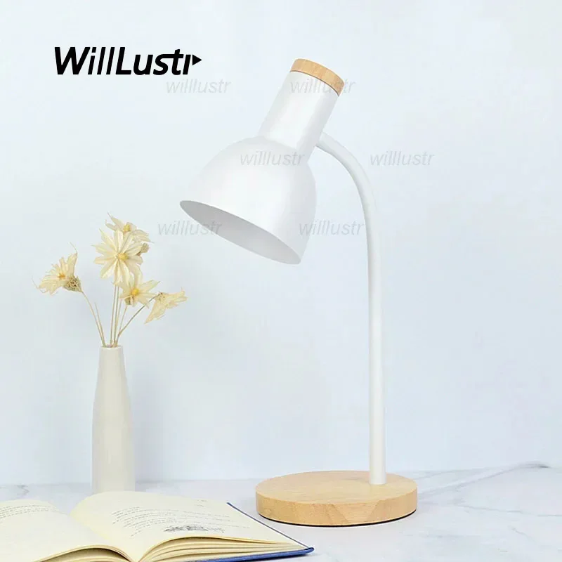 Creative Silicone Hose Metal Table Lamp Wood Desk Light Hotel Cafe Bistro Living Room Bedside Study Macaron Color Iron Lighting