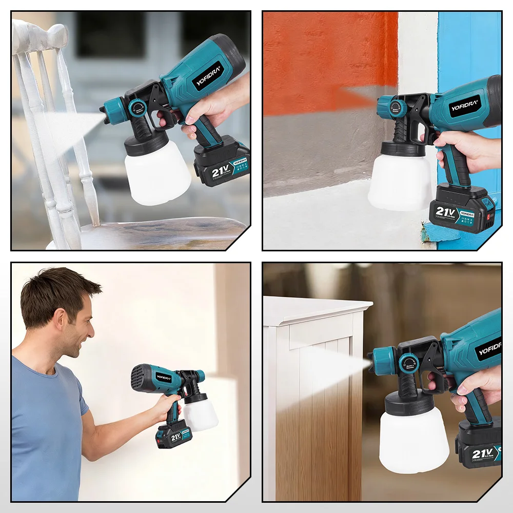 YOFIDRA 2IN1 1000ML Electric Spray Gun Air Blower 66000RPM Household Furniture Paint Sprayer Power Tools For Makita Battery Pin view 6