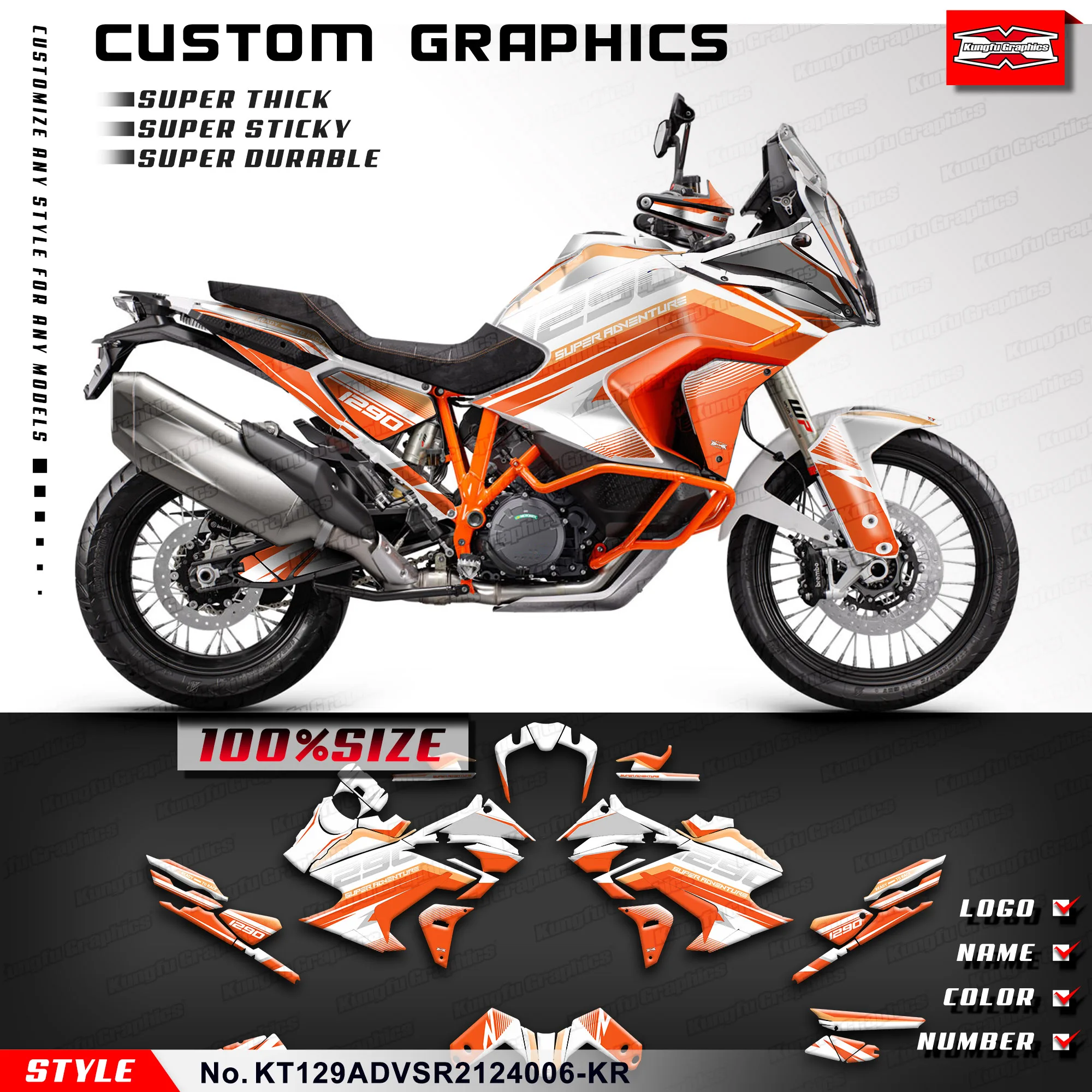 

KUNGFU GRAPHICS Adhesive Sticker Wrap Design for KTM 1290 Super Adventure S / Super ADV R 21 22 23 24, KT129ADVSR2124006-KR