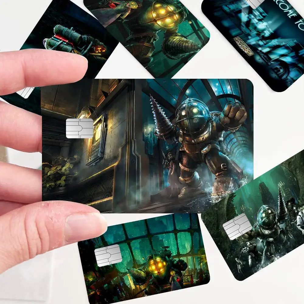 Retro B-Bioshock R-Rapture Game Diy Credit Debit Card Sticker Party Sticker Decoration Waterproof Small Chip Card Skin Sticker