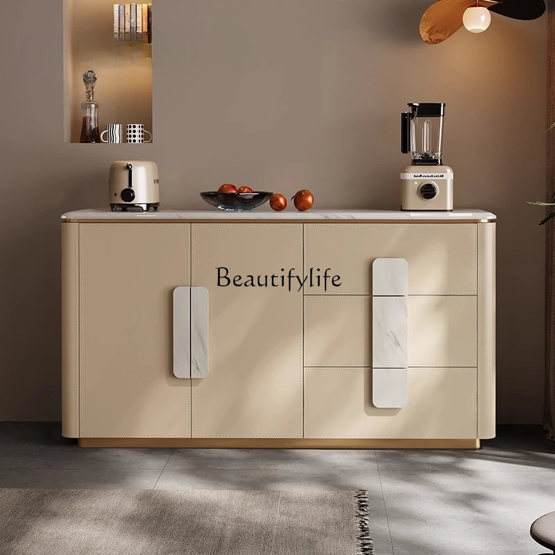 

Light luxury marble dining side cabinet integrated locker against the wall entrance partition
