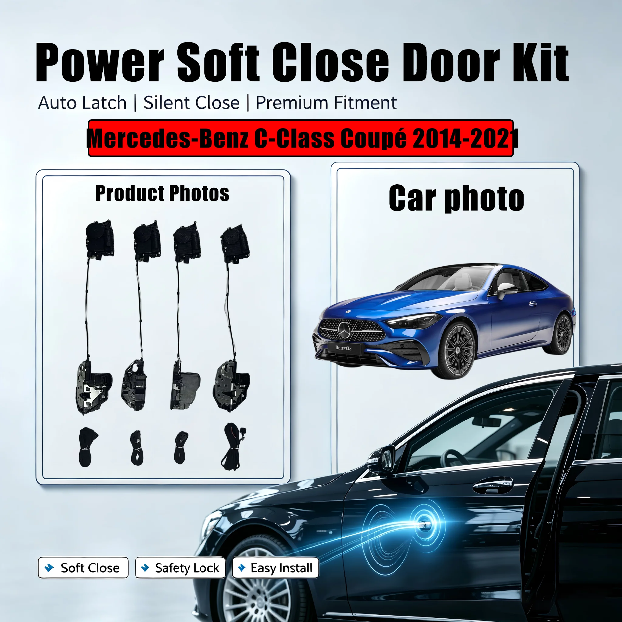Xcar for Mercedes‑Benz C‑Class Coupé 2014-2021 Car OEM Automatic Soft Close Door Electric Suction Kit Auto Power Closing
