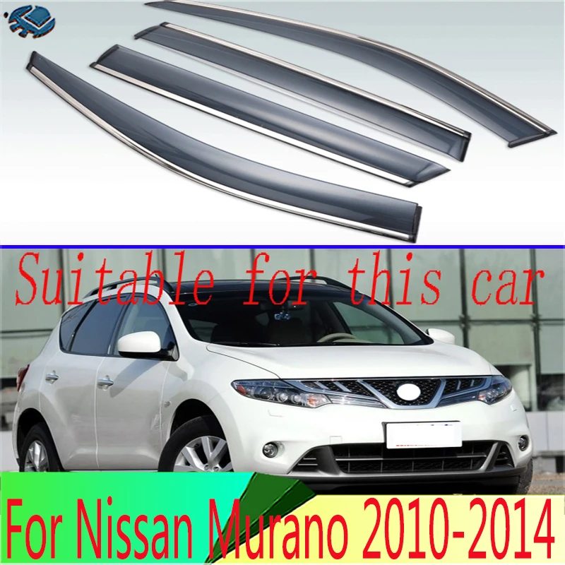 For Nissan Murano 2010-2014 Second generation (Z51) Plastic Exterior Visor Vent Shades Window Sun Rain Guard Deflector 4pcs