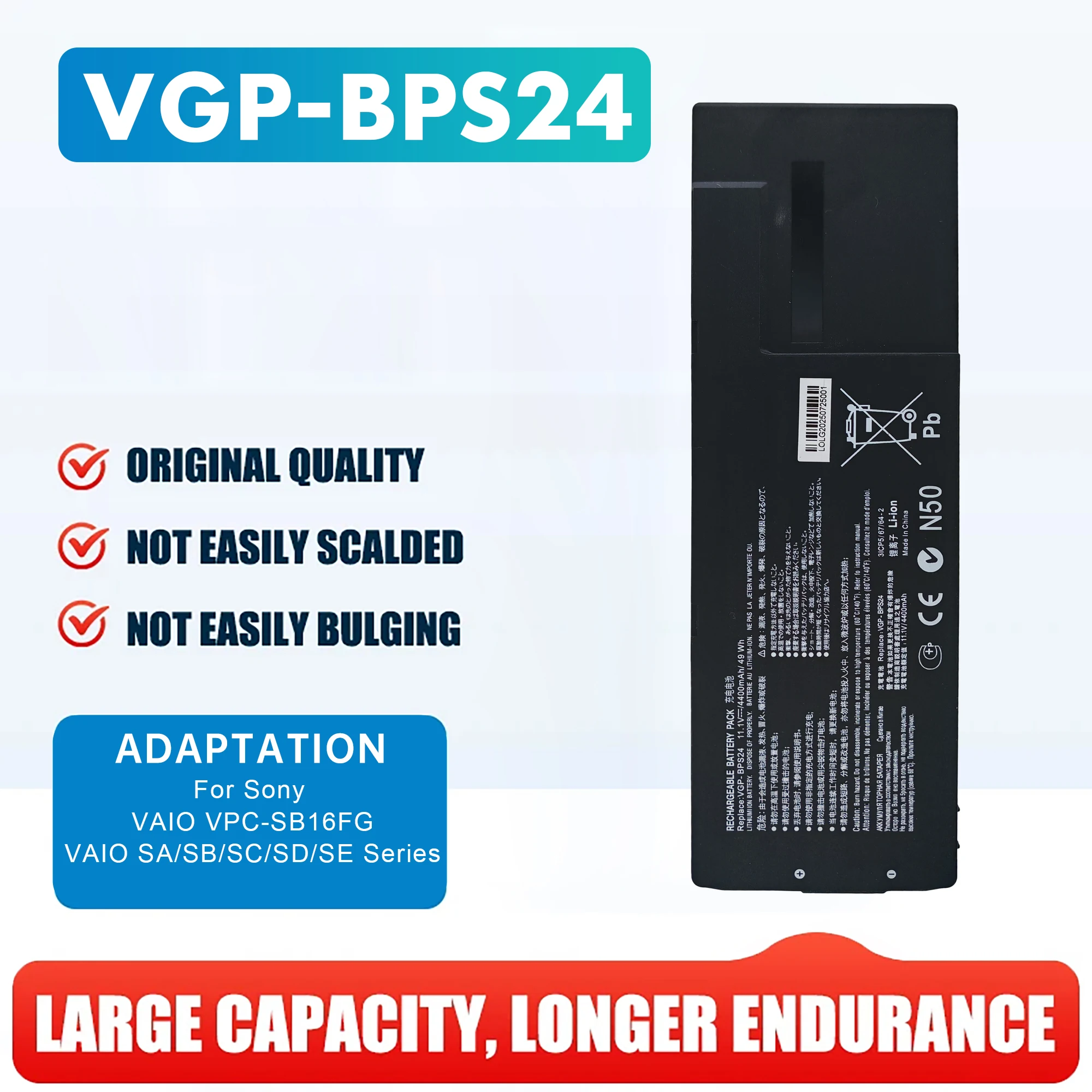Laptop Battery VGP-BPS24 VGP-BPL24 VGP-BPSC24 BPS24 for Sony Vaio SA SB SC SD SE VPCSA VPCSB VPCSC