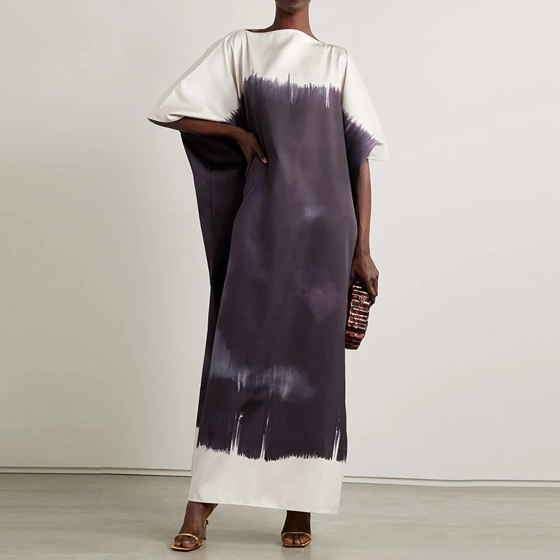 

Tinaa Summer Evening Party Gowns Maxi Dresses For Woman 2025 Spring Batwing Sleeves Printed Elegant Dubai Abaya Long Loose Dress