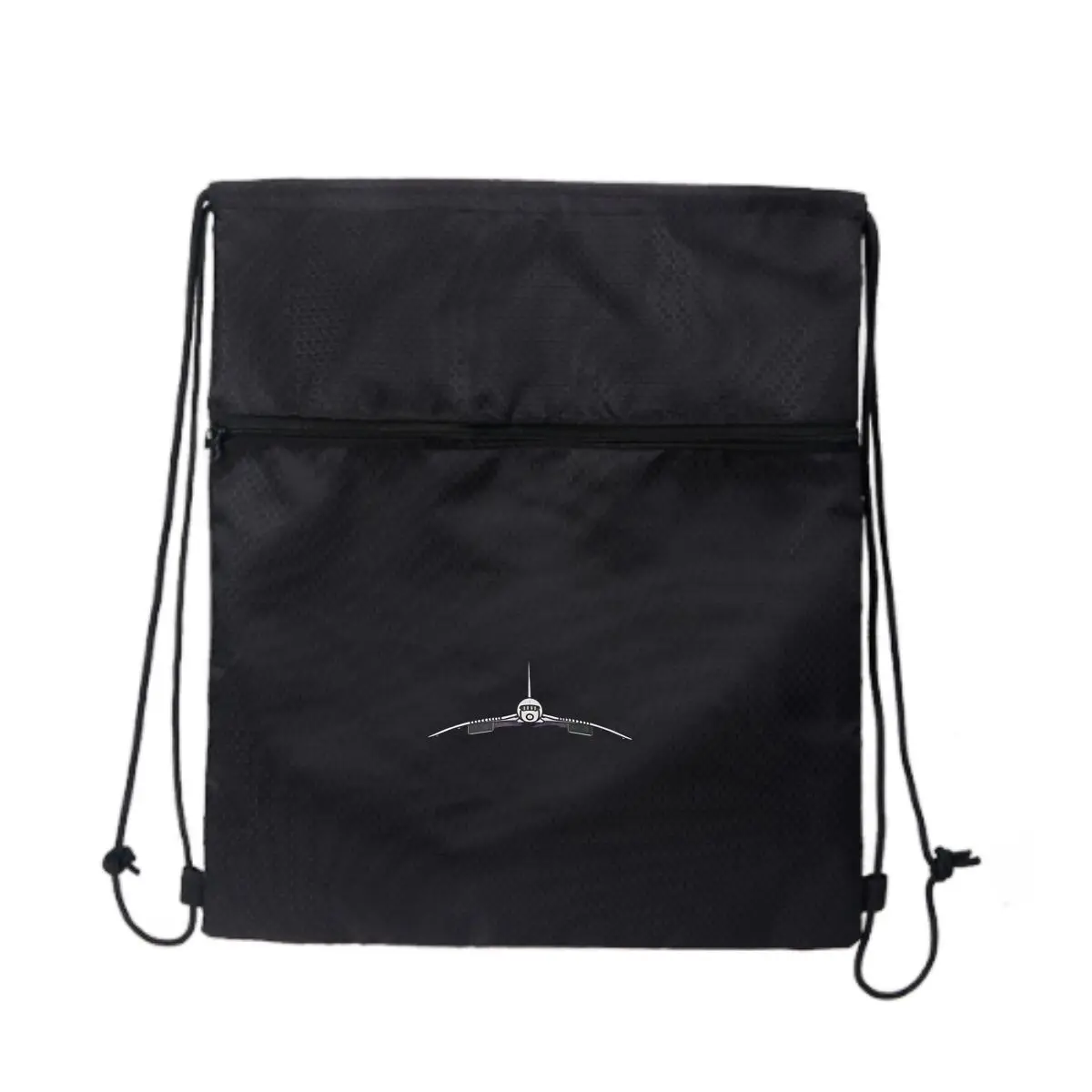 

Вид спереди реактивного самолета Черные сумки на шнурке Рюкзак на шнурке для занятий спортом в тренажерном зале Путешествия