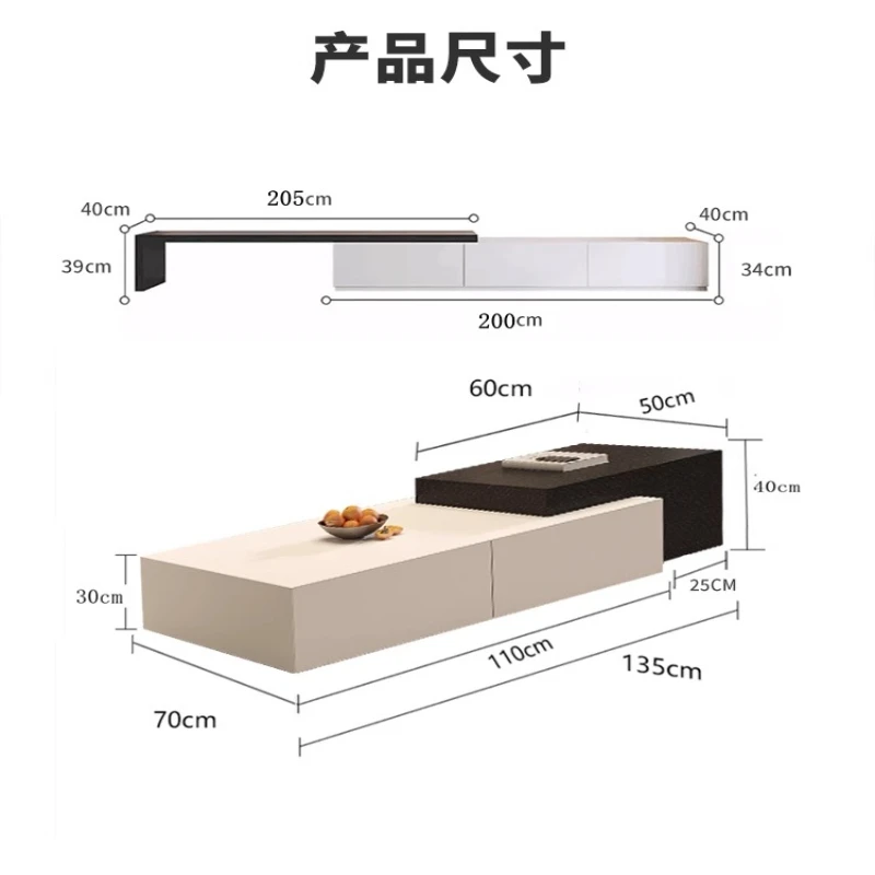 xx-Retractable Living Room Tv Cabinet Wooden Simple Combination Black Tv Stand Modern Vintage Mobili Per La Casa Home Furniture*