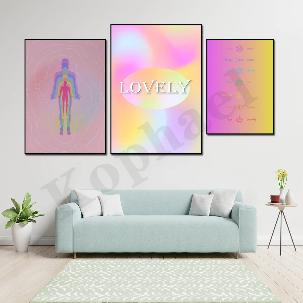 Y2K Retro Psychedelic Gradient Soft Aura Aesthetic Chakra Meditation Yoga Minimalist Home Decor Poster