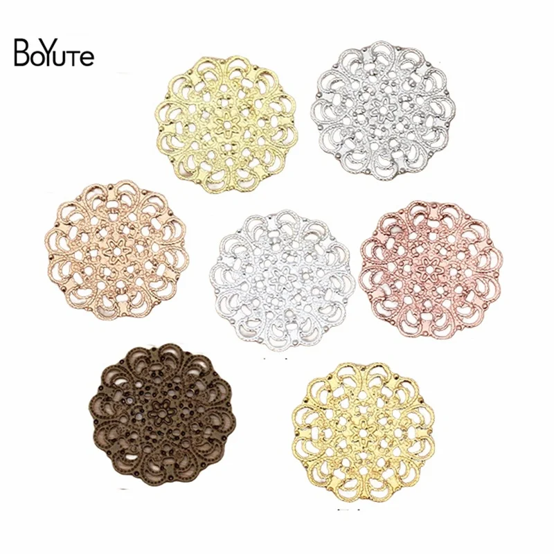 BoYuTe (200 Pieces/Lot) 15MM European Filigree Flower Findings Wholesale Brass Material DIY Jewelry Accessories