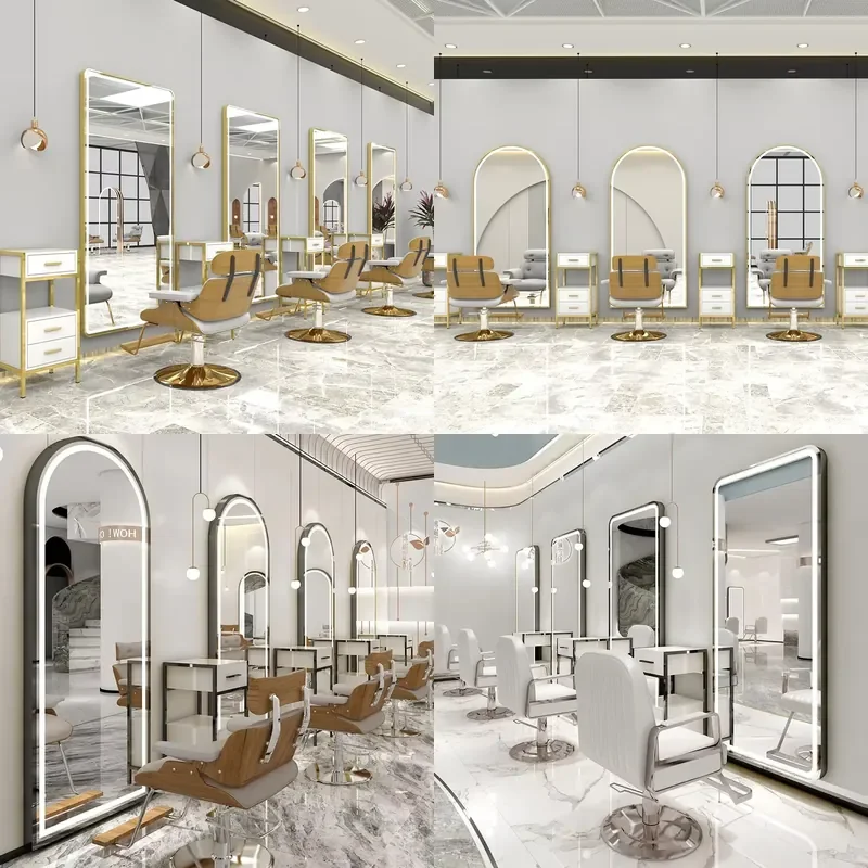 For Hair Wall Mounted Barber Mirror Single Sided Lighted Makeup Vanity Table Style Professional
